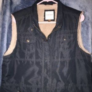 fur lined dark blue vest